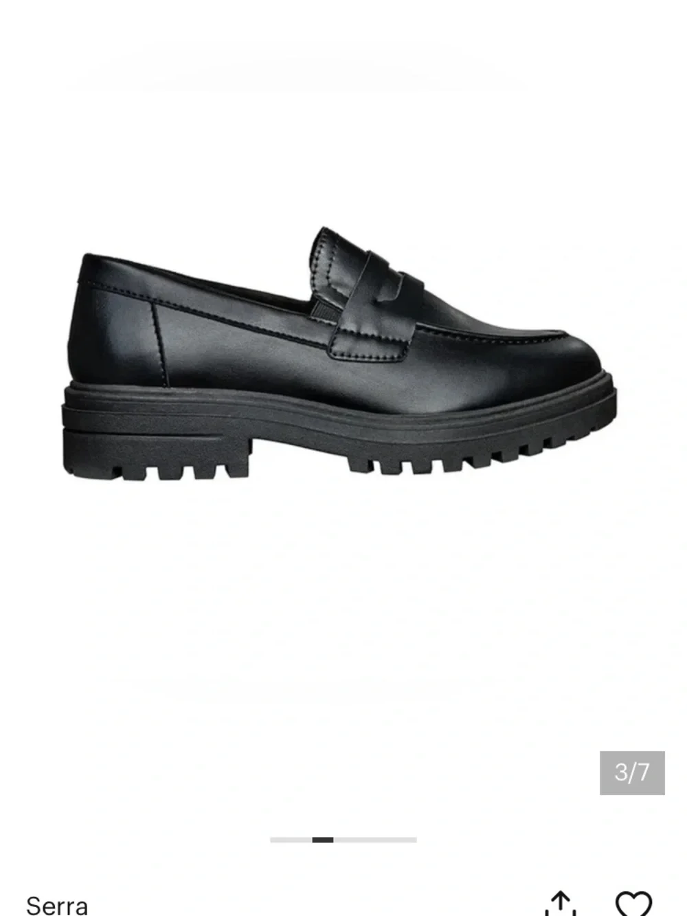 Serra Black Lug-Sole Penny Loafers